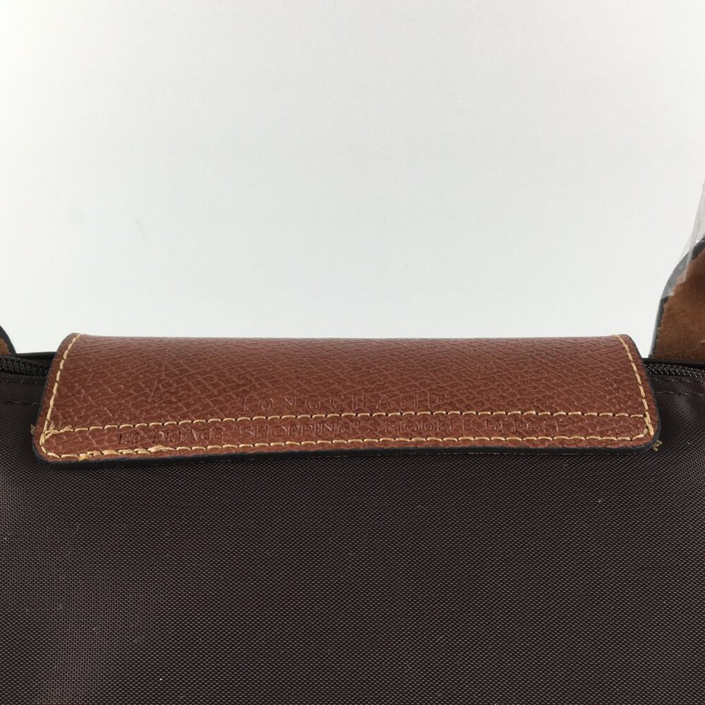 Longcham Green Pliage large Tote Bag in Ebony brown color - Picture 8 of 13